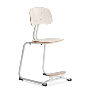 Krzesło szkolne YNGVE, płozy, biały, jesion, W 500 mm