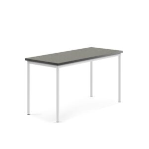 Stół SONITUS, 1400x600x720 mm, linoleum ciemnoszary, biały