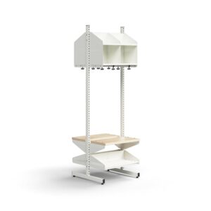 Moduł szatniowy ENTRY, moduł podstawowy, półki na buty, ławka, 4 schowki, 1800x600x600 mm, biały