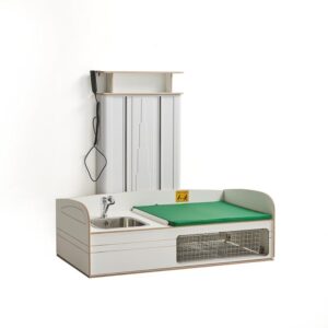 Przewijak z regulacją wysokości NEIL, ścienny, z umywalką po lewej, 1400x800 mm