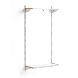 Wieszak ubraniowy JEPPE, półka na nakrycia głowy, moduł podstawowy, 1790x900x310 mm, biały/brzoza