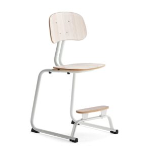 Krzesło szkolne YNGVE, płozy, biały, jesion, W 520 mm