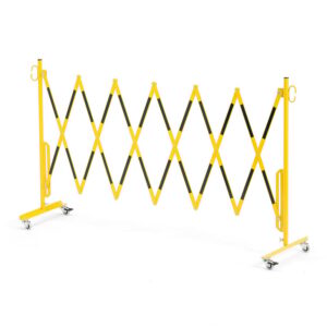 Bariera odgradzająca, składana, z kołami, 3000 mm, żółto-czarny