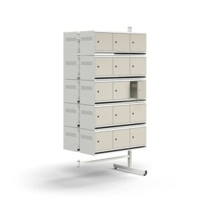 Szafa na obuwie ENTRY, moduł dodatkowy, podłogowy, 30 metalowych drzwi, 1800x900x600 mm, biały/szary