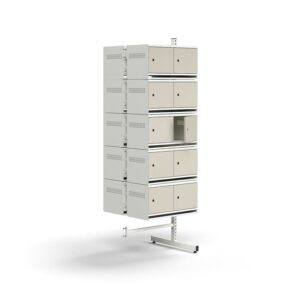 Szafa na obuwie ENTRY, moduł dodatkowy, podłogowy, 20 metalowych drzwi, 1800x600x600 mm, biały/szary