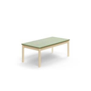 Stół DECIBEL, 1400x700x530 mm, dźwiękochłonne linoleum, brzoza/zielonoszary