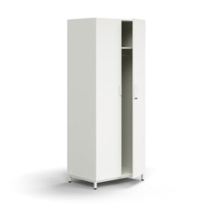Zamykana szafa QBUS, z drążkiem ubraniowym, nóżki, 2020x800x570 mm, biały