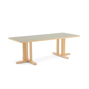 Stół KUPOL, 1800x800x600 mm, szare linoleum, brzoza