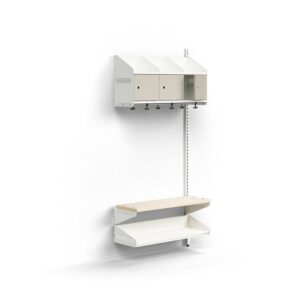 Moduł szatniowy ENTRY, moduł dodatkowy, ścienny, półka na buty, ławka, 3 metalowe drzwi, 1800x900x30