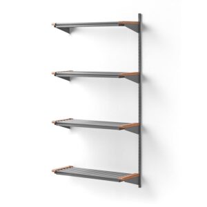 Stojak na obuwie JEPPE, 4 półki, moduł dodatkowy, 1790x900x310 mm, aluminium/dąb