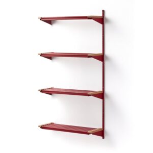 Stojak na obuwie JEPPE, 4 półki, moduł dodatkowy, 1790x900x310 mm, czerwony/dąb