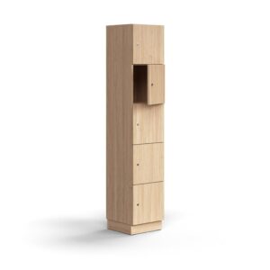 Zamykana szafa schowkowa QBUS, 8 schowków, cokół, 2020x400x420 mm, dąb