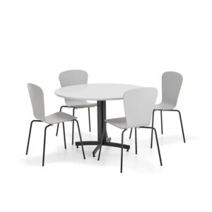 Zestaw mebli SANNA+MILLA PLUS, 1 stół i 4 krzesła, czarny/jasnoszary
