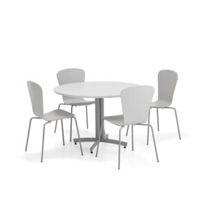 Zestaw mebli SANNA+MILLA PLUS, 1 stół i 4 krzesła, srebrny/jasnoszary