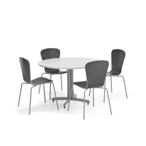 Zestaw mebli SANNA+MILLA PLUS, 1 stół i 4 krzesła, srebrny/czarny