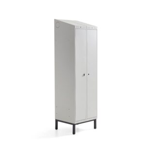 Szafa ubraniowa CLASSIC COMBO, na nóżkach, 2 drzwi, 2100x600x550 mm, szary