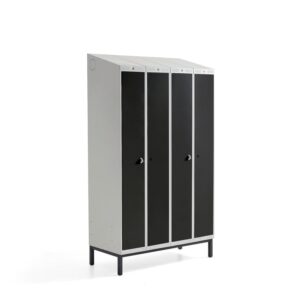 Szafa ubraniowa CLASSIC COMBO, na nóżkach, 4 drzwi, 2100x1200x550 mm, czarny