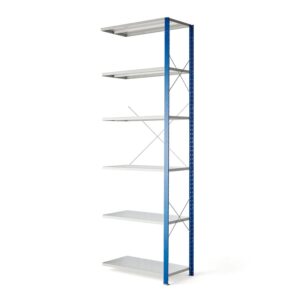 Regał MIX, moduł dodatkowy, 3000x1000x600 mm, niebieski, szare półki