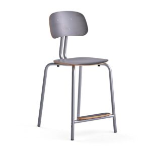 Krzesło szkolne YNGVE, 4 nogi, srebrny, antracyt, 610 mm