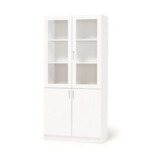 Szafa THEO z drzwiami szklanymi do połowy, 2100x1000x320 mm, biały