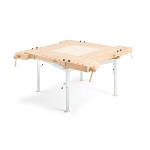 Stół stolarski dla 4 osób, regulacja gazowa, 1600x1600 mm, buk