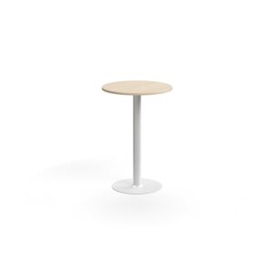 Stół barowy ALVA, Ø700x1000 mm, laminat wysokociśnieniowy, biały/brzoza