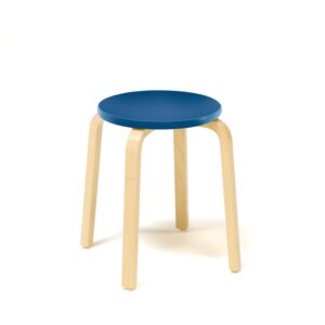 Stołek drewniany NEMO, 430 mm, brzoza, niebieski