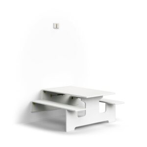 Ścienny stół składany LUCAS, 1200x1205x580 mm, laminat, biały/szary