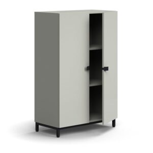 Szafa QBUS, 2 półki, nóżki, uchwyty, 1252x800x420 mm, czarny, jasnoszary