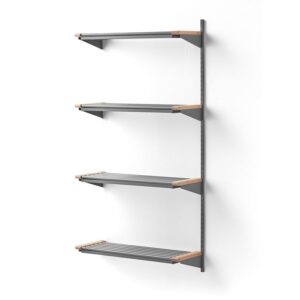 Stojak na obuwie JEPPE, 4 półki, moduł dodatkowy, 1790x900x310 mm, aluminium/brzoza