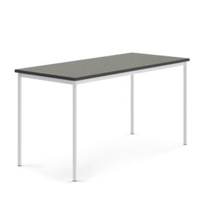 Stół SONITUS, 1800x800x900 mm, linoleum ciemnoszary, biały