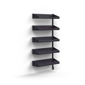 Moduł szatniowy ENTRY, 5 półek na buty, moduł dodatkowy, montowany do ściany, 1800x900x300 mm, antra