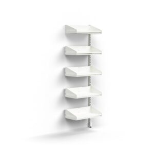 Moduł szatniowy ENTRY, 5 półek na buty, moduł dodatkowy, montowany do ściany, 1800x600x300 mm, biały
