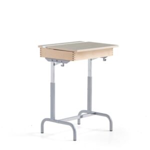 Ławka szkolna 188, srebrny, linoleum szary