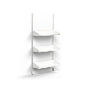 Moduł szatniowy ENTRY, 3 półki na buty, moduł podstawowy, montowany do ściany, 1800x900x300 mm, biał