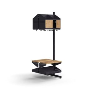 Moduł szatniowy ENTRY, moduł dodatkowy, półka na buty, ławka, 4 drewniane drzwi, 1800x600x600 mm, an