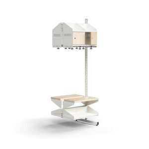 Moduł szatniowy ENTRY, moduł dodatkowy, półka na buty, ławka, 4 drewniane drzwi, 1800x600x600 mm, bi