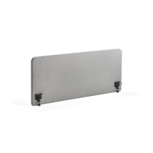 Ścianka biurkowa ZONE, czarne uchwyty, 1600x650x36 mm, tkanina Etna, jasnoszary