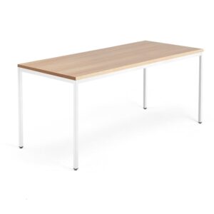 Biurko QBUS, rama 4 nogi, 1800x800 mm, biały, dąb