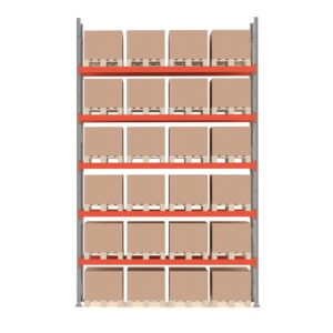 Regał paletowy ULTIMATE, moduł podstawowy, 6000x3600x1100 mm, 24 palety, 500 kg/paleta