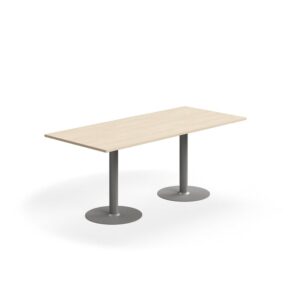 Stół ALVA, 1800x800x720 mm, montaż do podłogi, laminat wysokociśnieniowy, srebrny/brzoza