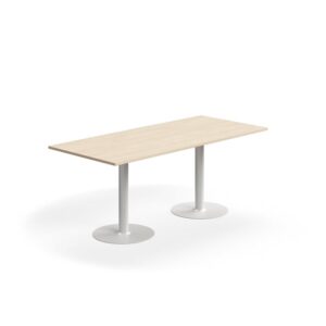Stół ALVA, 1800x800x720 mm, montaż do podłogi, laminat wysokociśnieniowy, biały/brzoza