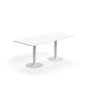 Stół ALVA, 1800x800x720 mm, montaż do podłogi, laminat wysokociśnieniowy, biały