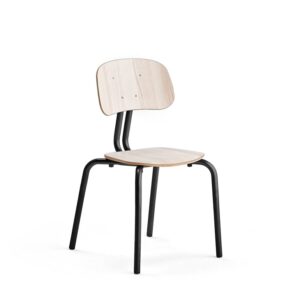 Krzesło szkolne YNGVE, 4 nogi, antracyt, jesion, W 460 mm