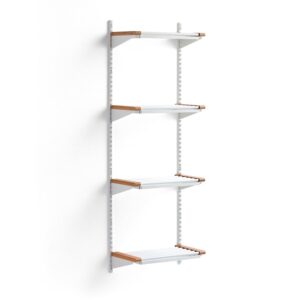 Stojak na obuwie JEPPE, 4 półki, moduł podstawowy, 1790x600x310 mm, biały/dąb