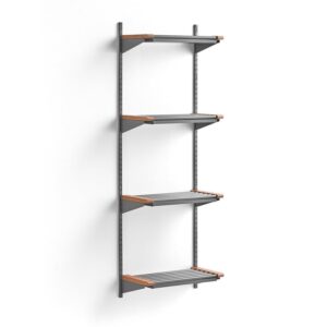 Stojak na obuwie JEPPE, 4 półki, moduł podstawowy, 1790x600x310 mm, aluminium/dąb