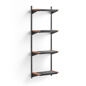 Stojak na obuwie JEPPE, 4 półki, moduł podstawowy, 1790x600x310 mm, ciemnoszary/dąb