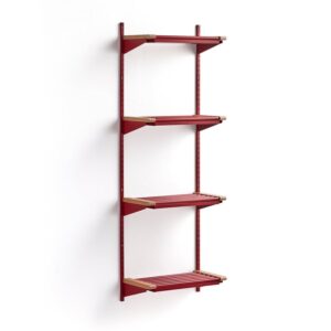 Stojak na obuwie JEPPE, 4 półki, moduł podstawowy, 1790x600x310 mm, czerwony/dąb