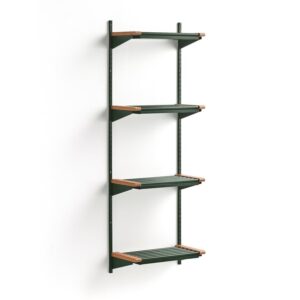 Stojak na obuwie JEPPE, 4 półki, moduł podstawowy, 1790x600x310 mm, zielony/dąb