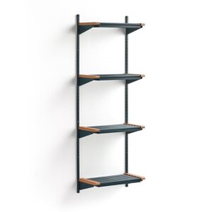 Stojak na obuwie JEPPE, 4 półki, moduł podstawowy, 1790x600x310 mm, niebieski/dąb